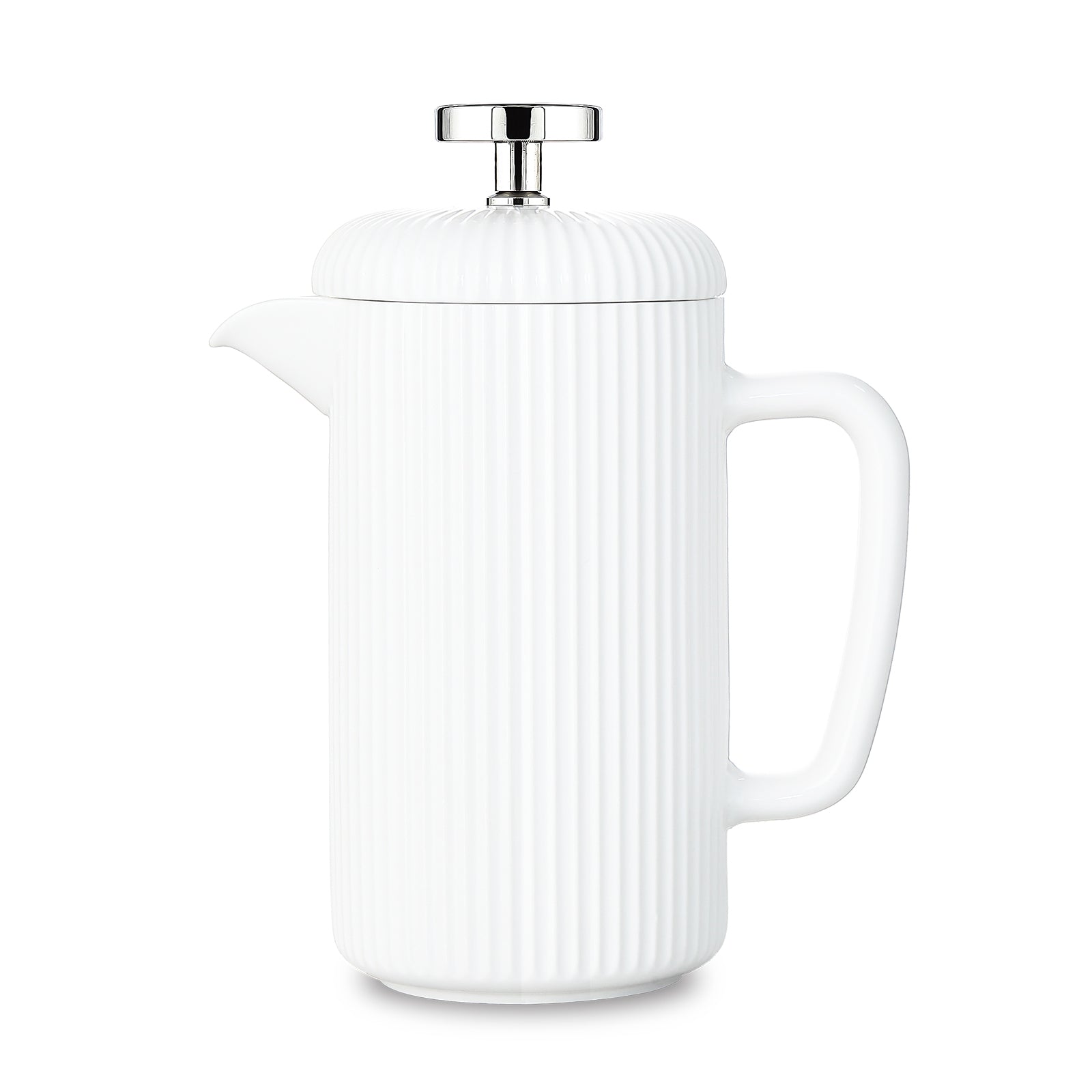 直筆画 Pierre Bisiaux French 「白い壺」 Easyworkz Porcelain French Press, Coffee Maker with Stainless Steel Pl