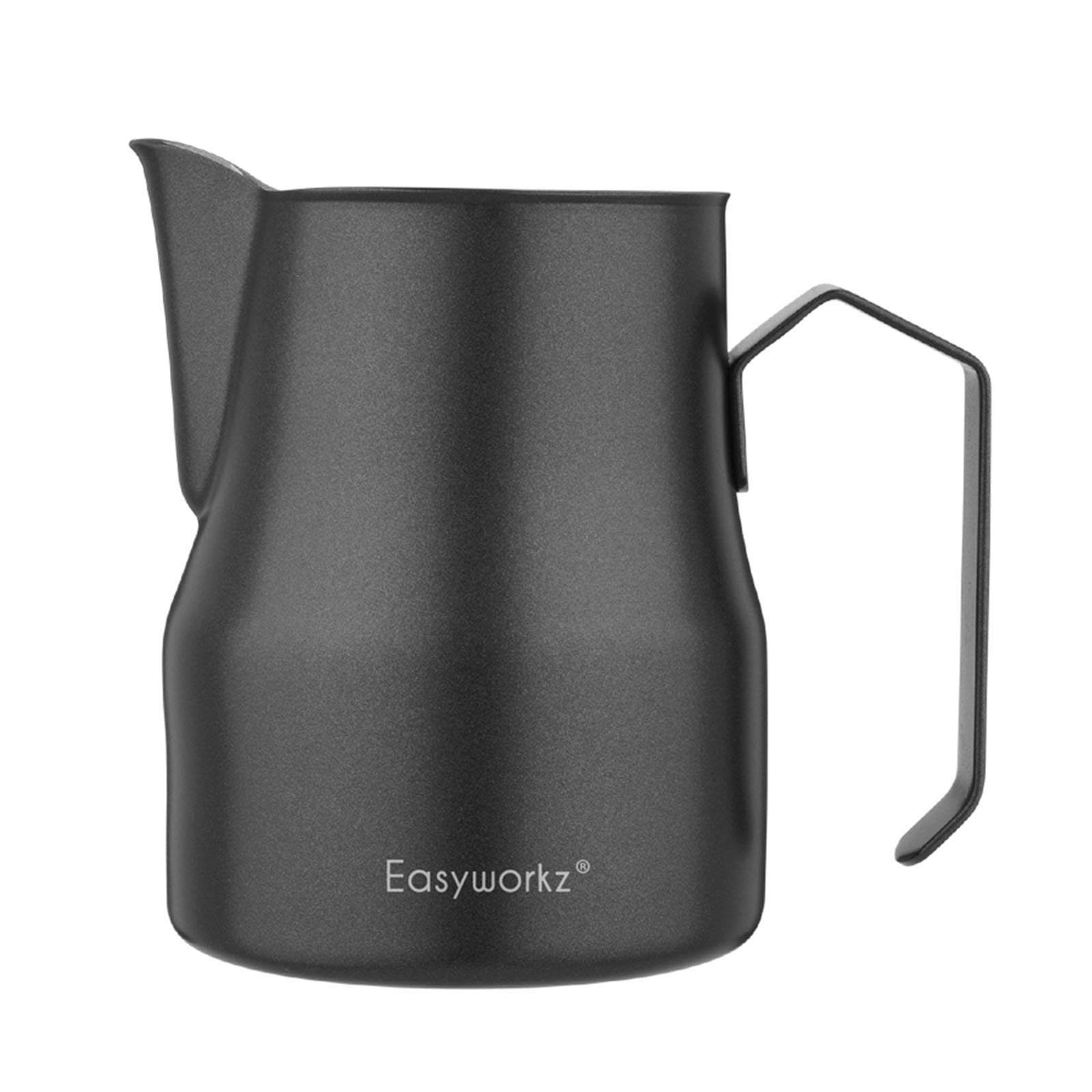 Easyworkz Espresso Milchkännchen 12-15 fl.oz (350-450 ml) Edelstahl Kaffeekännchen Milchkännchen Cappuccino Latte Art Becher, Schwarz
