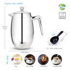 Easyworkz Nando Cafetière à Piston Isotherme à Double Paroi en Acier Inoxydable 304