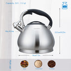 Easyworkz Whistling Stovetop Tea Kettle Food Grade Stainless Steel Hot Water Tea Pot With Loud Whistle
