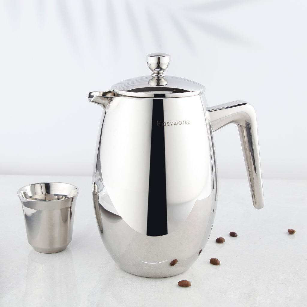 Easyworkz Nando Cafetière à Piston Isotherme à Double Paroi en Acier Inoxydable 304