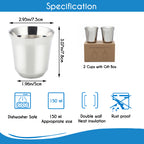 Easyworkz Stainless Steel Espresso Cup 2pcs Set Double Wall Insulated Metal Demitasse Cups