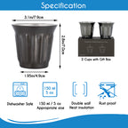 Easyworkz Stainless Steel Espresso Cup 2pcs Set Double Wall Insulated Metal Demitasse Cups 5 fl.oz/ 150 ml, Gunmetal