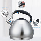Easyworkz Whistling Stovetop Tea Kettle Food Grade Stainless Steel Hot Water Tea Pot With Loud Whistle, 2.4 qt / 2.3 L