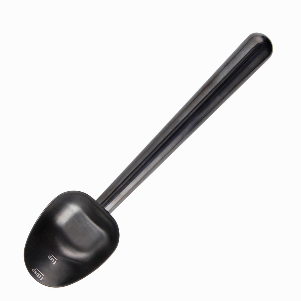 Easyworkz Stainless Steel Long Hollow Handle Coffee Scoop 7g Measuring Spoon for Ground Coffee and Loose Leaf Tea, Gunmetal Black