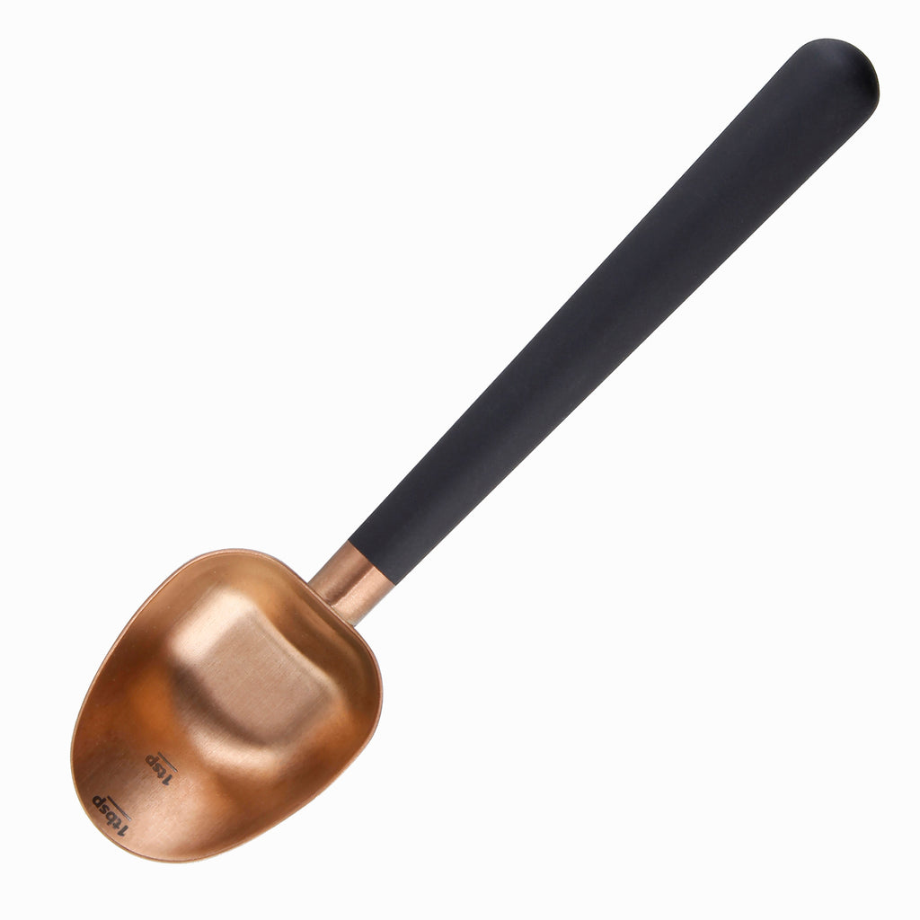 Easyworkz Stainless Steel Long Hollow Handle Coffee Scoop 7g Measuring Spoon for Ground Coffee and Loose Leaf Tea, Rose Gold-Black