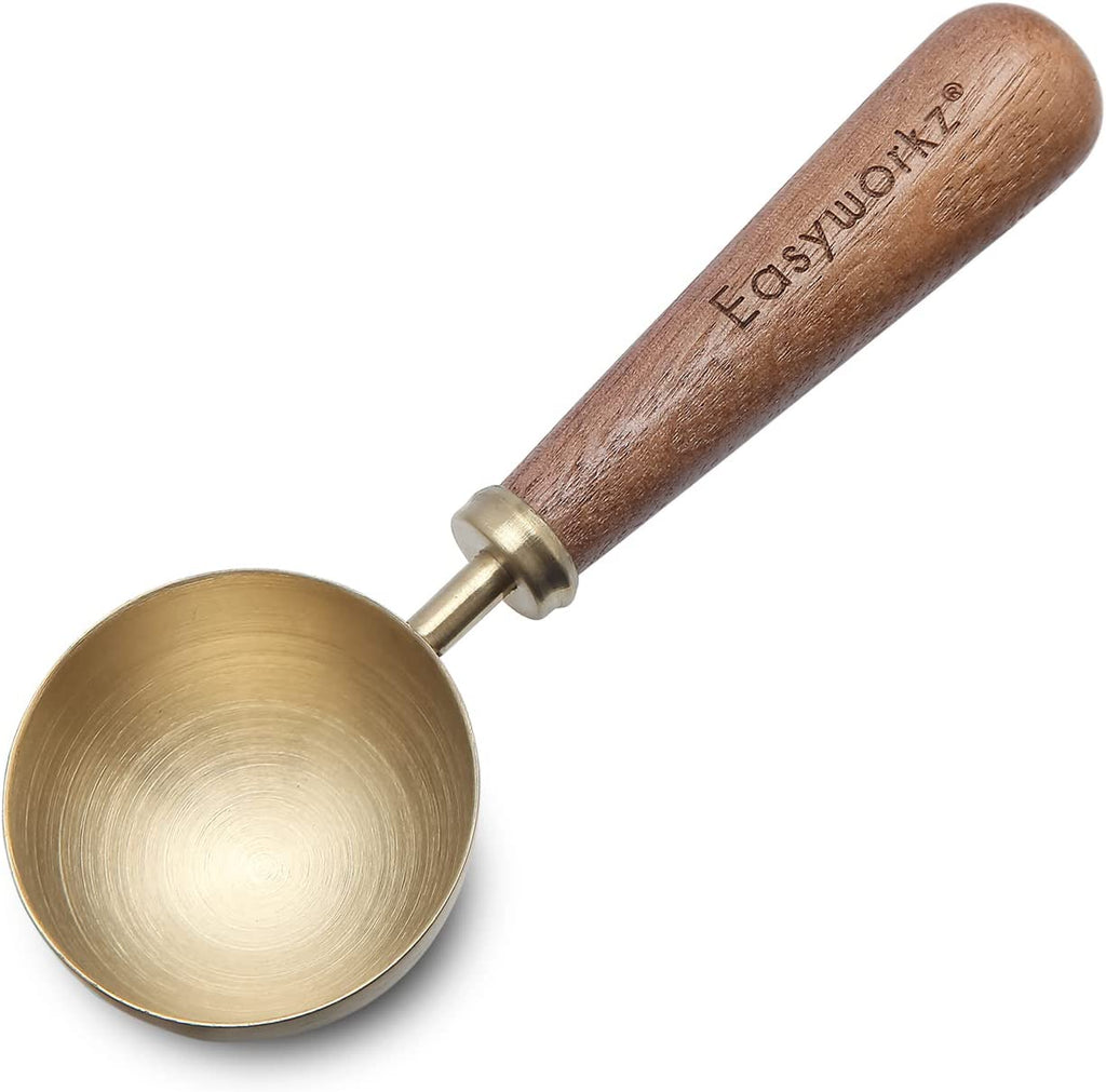 Easyworkz Retro Stainless Steel Coffee Spoon With Black Walnut Handle 10g Measuring Spoon, Brushed Gold