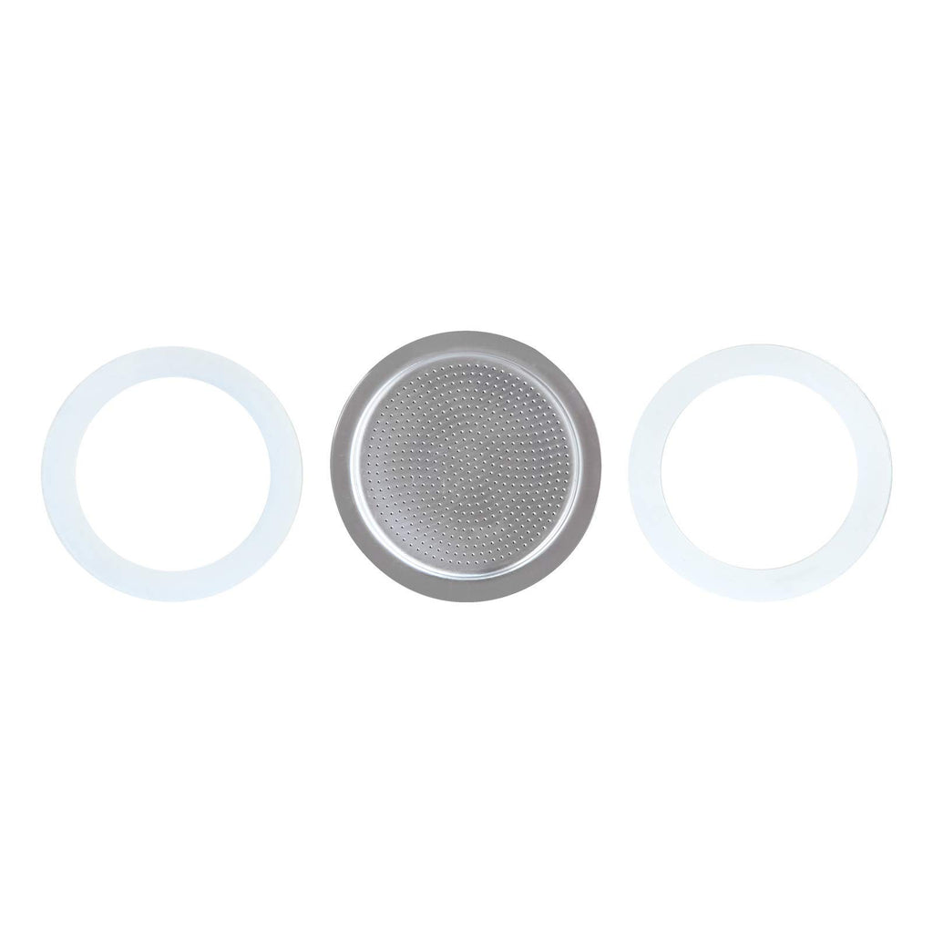 Easyworkz Stainless Steel Coffee Silicone Gasket Seals and Filter Screen, 4 - 12 Cup, Espresso Maker Replacement