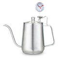 Easyworkz Gooseneck Pour Over Coffee Kettle 30 fl oz / 900 ml Stainless Steel Hand Drip Coffee Pot with Long Narrow Spout Suitable for Induction Cookers, Silver with Thermometer