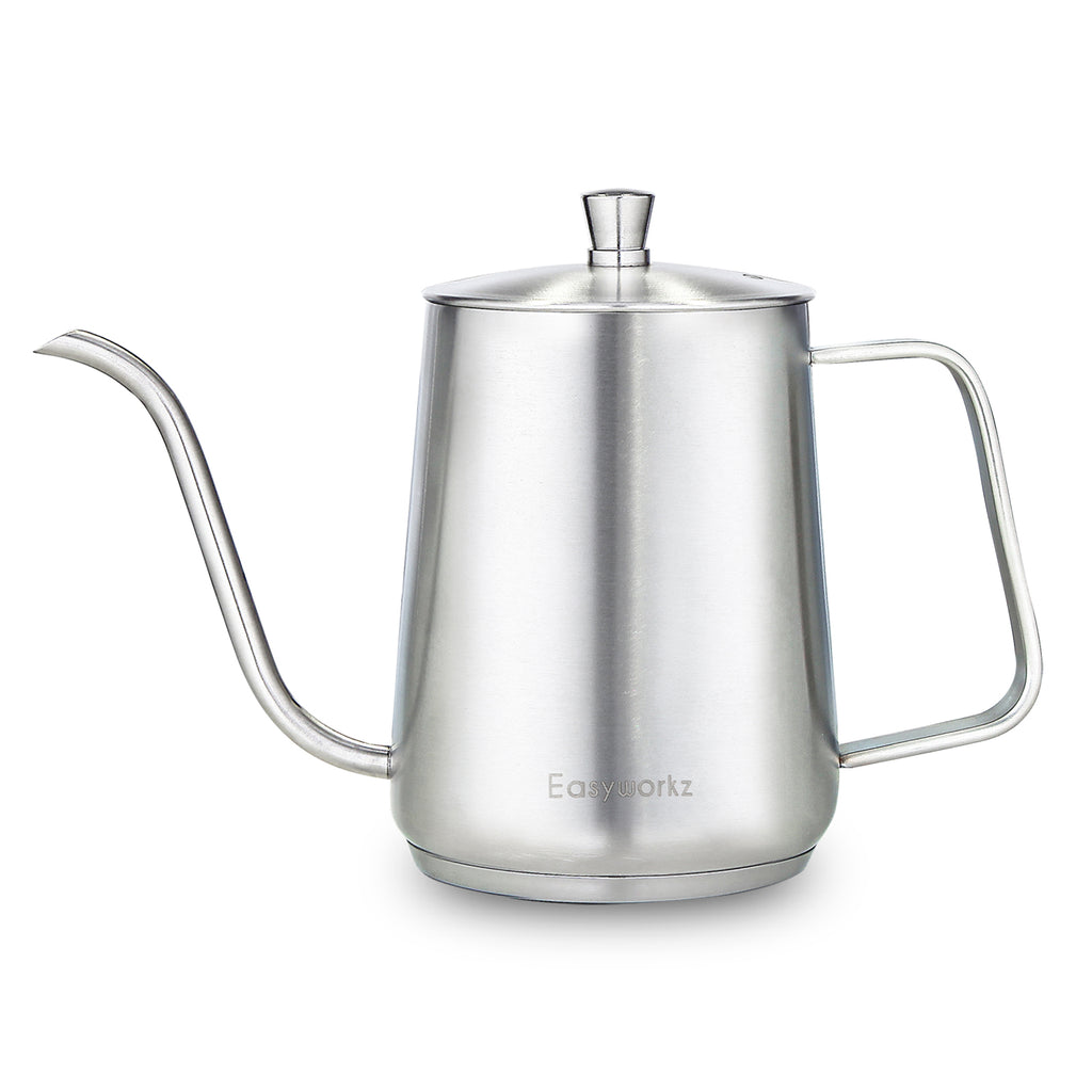 Easyworkz Gooseneck Pour Over Coffee Kettle 30 fl oz / 900 ml Stainless Steel Hand Drip Coffee Pot with Long Narrow Spout Suitable for Induction Cookers, Silver