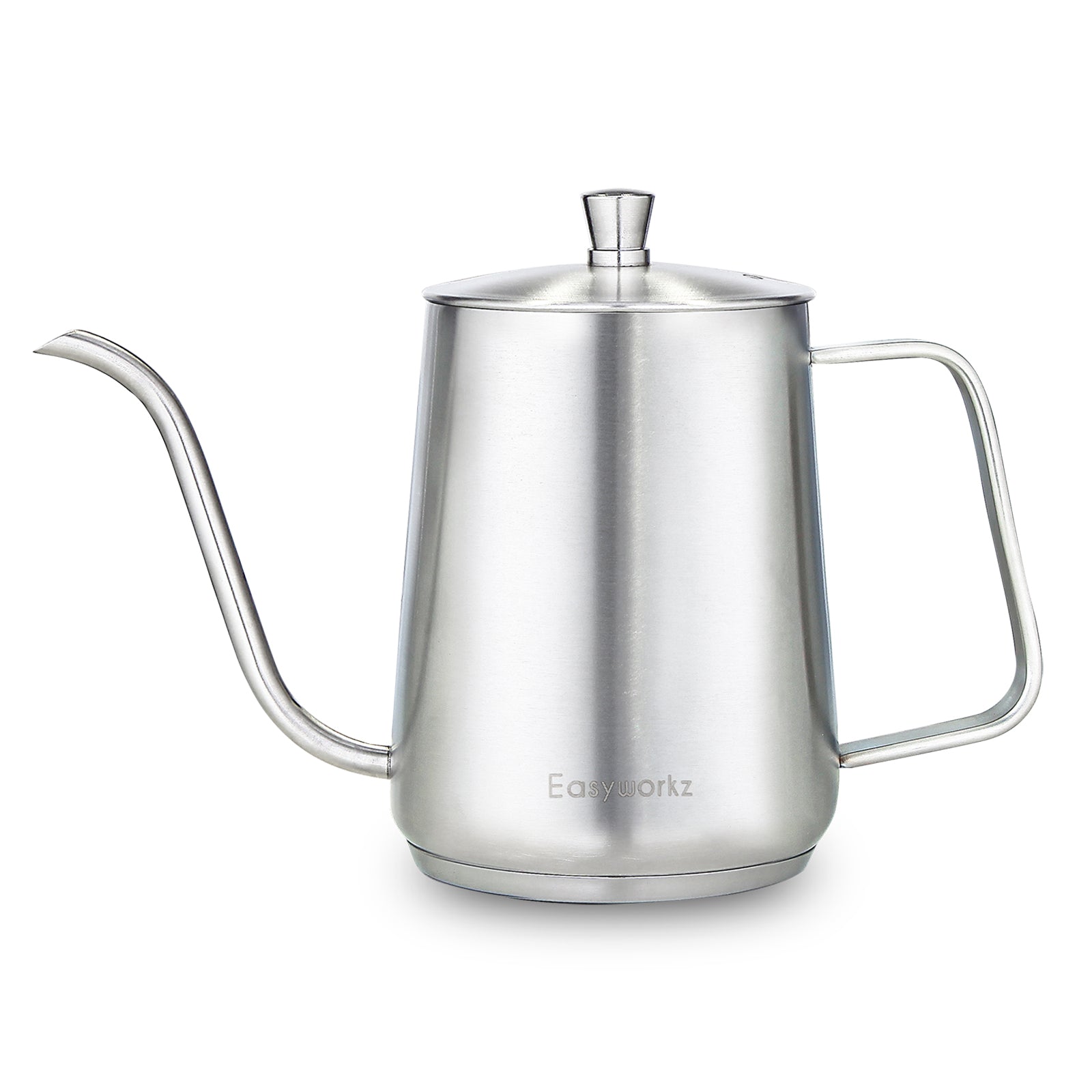 Easyworkz Bouilloire à café à col de cygne 900 ml en acier inoxydable, pot à café manuel goutte à goutte avec bec long et étroit, convient aux cuisinières à induction, argent