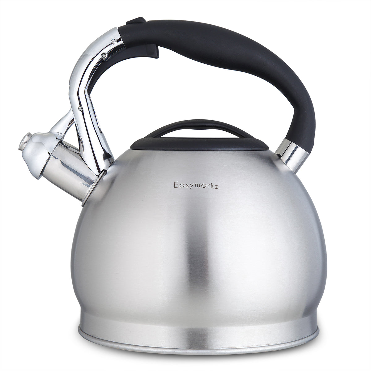 Easyworkz Pfeifender Teekessel für den Herd, aus lebensmittelechtem Edelstahl, heißes Wasser, Teekanne mit lauter Pfeife, 2,4 qt / 2,3 L