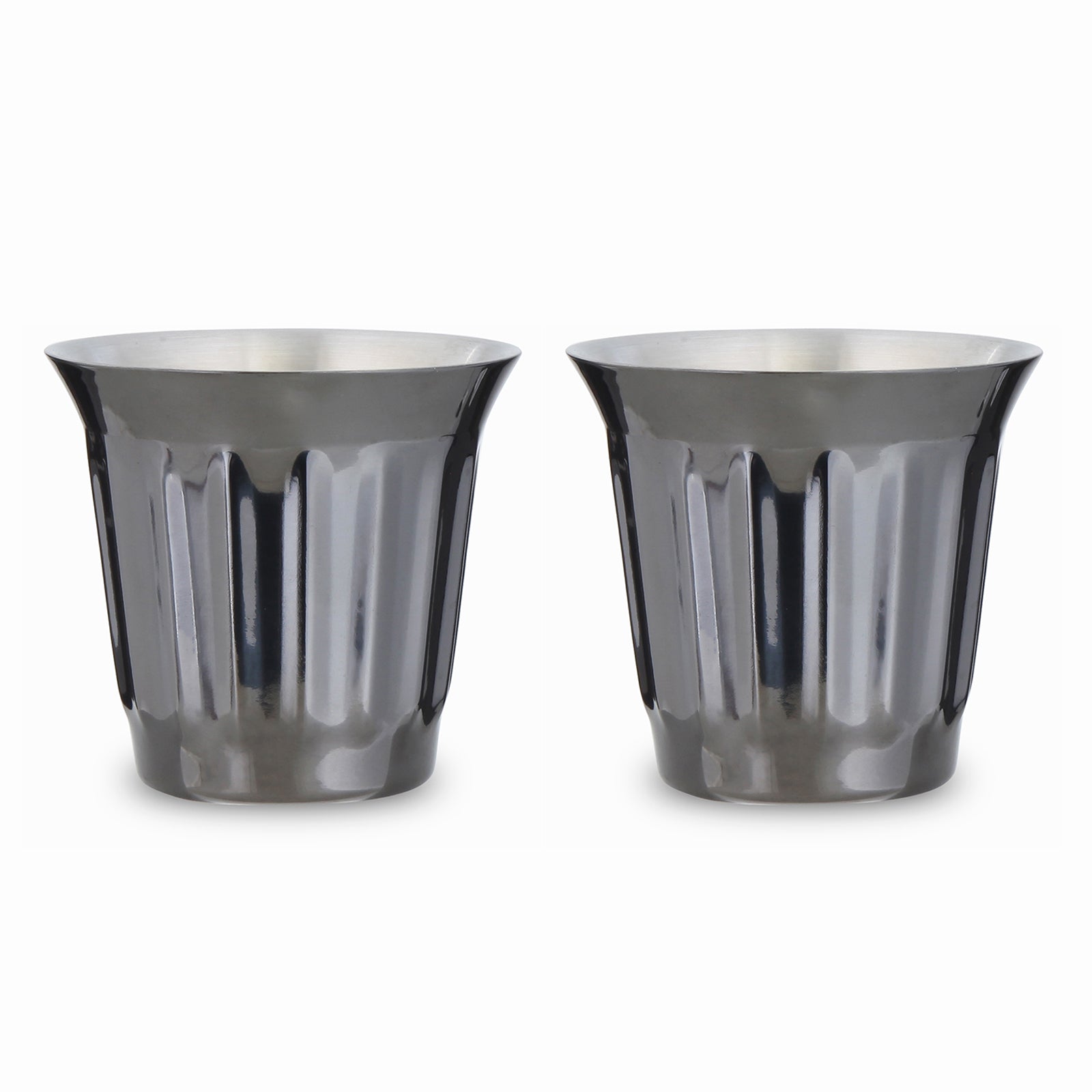 Easyworkz Stainless Steel Espresso Cup 2pcs Set Double Wall Insulated Metal Demitasse Cups 5 fl.oz/ 150 ml, Gunmetal