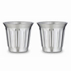 Easyworkz Stainless Steel Espresso Cup 2pcs Set Double Wall Insulated Metal Demitasse Cups 5 fl.oz/ 150 ml, Brushed Silver