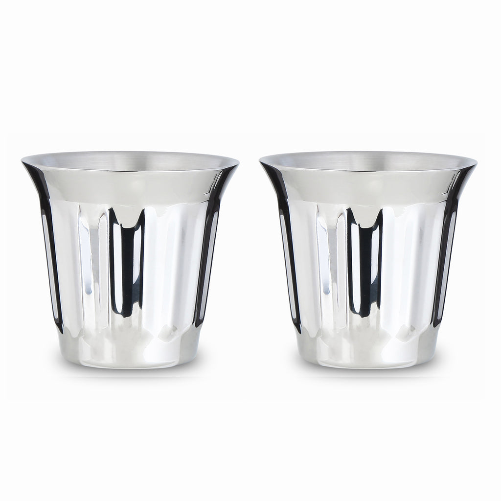 Easyworkz Stainless Steel Espresso Cup 2pcs Set Double Wall Insulated Metal Demitasse Cups 5 fl.oz/ 150 ml, Chrome