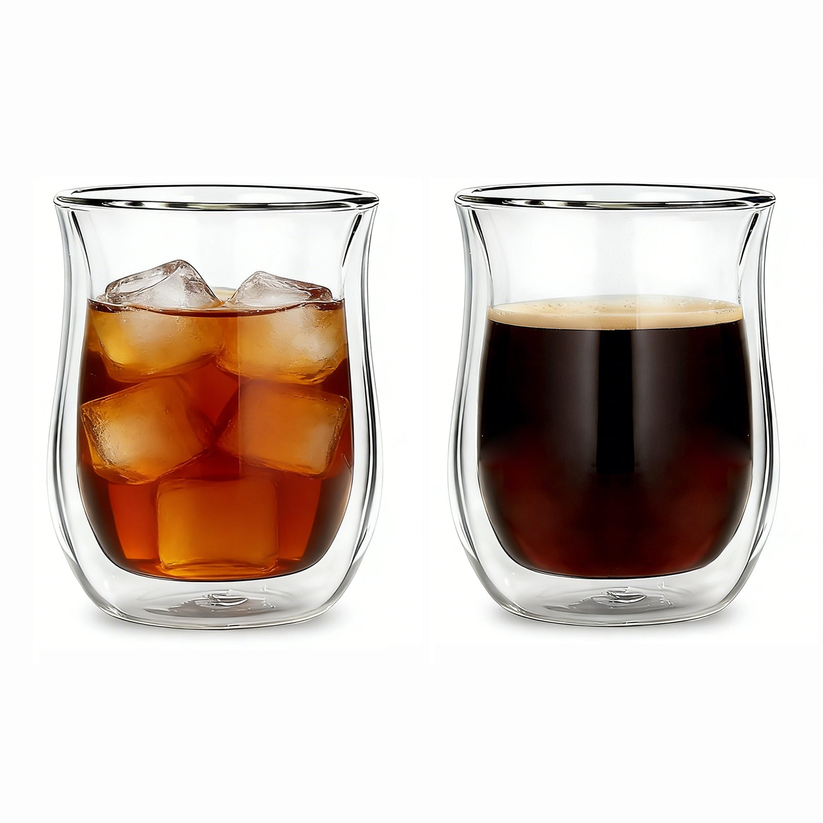 Easyworkz Double Walled Glass Coffee Mugs,Set of 2, Clear Borosilicate Glass Cups for Coffee, Tea, Whiskey, Cocktails