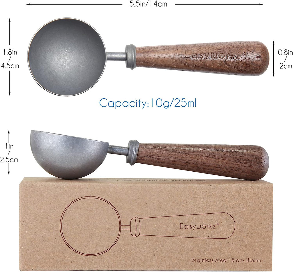 Easyworkz Retro Stainless Steel Coffee Spoon With Black Walnut Handle 10g Measuring Spoon, Vintage