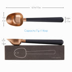 Easyworkz Stainless Steel Long Hollow Handle Coffee Scoop 7g Measuring Spoon for Ground Coffee and Loose Leaf Tea, Rose Gold-Black
