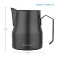 Easyworkz Espresso Steaming Pitcher 12-15 fl.oz(350-450 ml) Stainless Steel Coffee Frothing Picther Milk Jug Cappuccino Latte Art Cup, Black