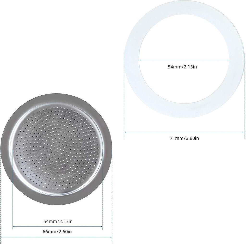 Easyworkz Stainless Steel Coffee Silicone Gasket Seals and Filter Screen, 4 - 12 Cup, Espresso Maker Replacement