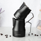 Easyworkz Espresso Steaming Pitcher 12-15 fl.oz(350-450 ml) Stainless Steel Coffee Frothing Picther Milk Jug Cappuccino Latte Art Cup, Black