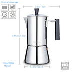 Easyworkz Pedro Espressokocher für Herdplatten 300 ml / 10 fl oz Edelstahl Italienische Kaffeemaschine Espressokanne Mokkakanne Induktions-Espressokanne