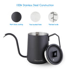 Gooseneck Pour Over Coffee Kettle 20 oz Stainless Steel Hand Drip Coffee Pot With Long Narrow Spout