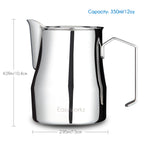 Easyworkz Espresso Steaming Pitcher 12-15 fl.oz(350-450 ml) Stainless Steel Coffee Frothing Picther Milk Jug Cappuccino Latte Art Cup, Silver