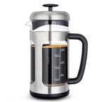 Easyworkz French Press 34 fl.oz / 1000 ml Coffee Tea Maker with Borosilicate Glass Soft Grip Handle, Silver