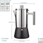 Easyworkz Diego Espressokocher aus Edelstahl, italienische Kaffeemaschine Induktion Mokkakanne, Schwarz