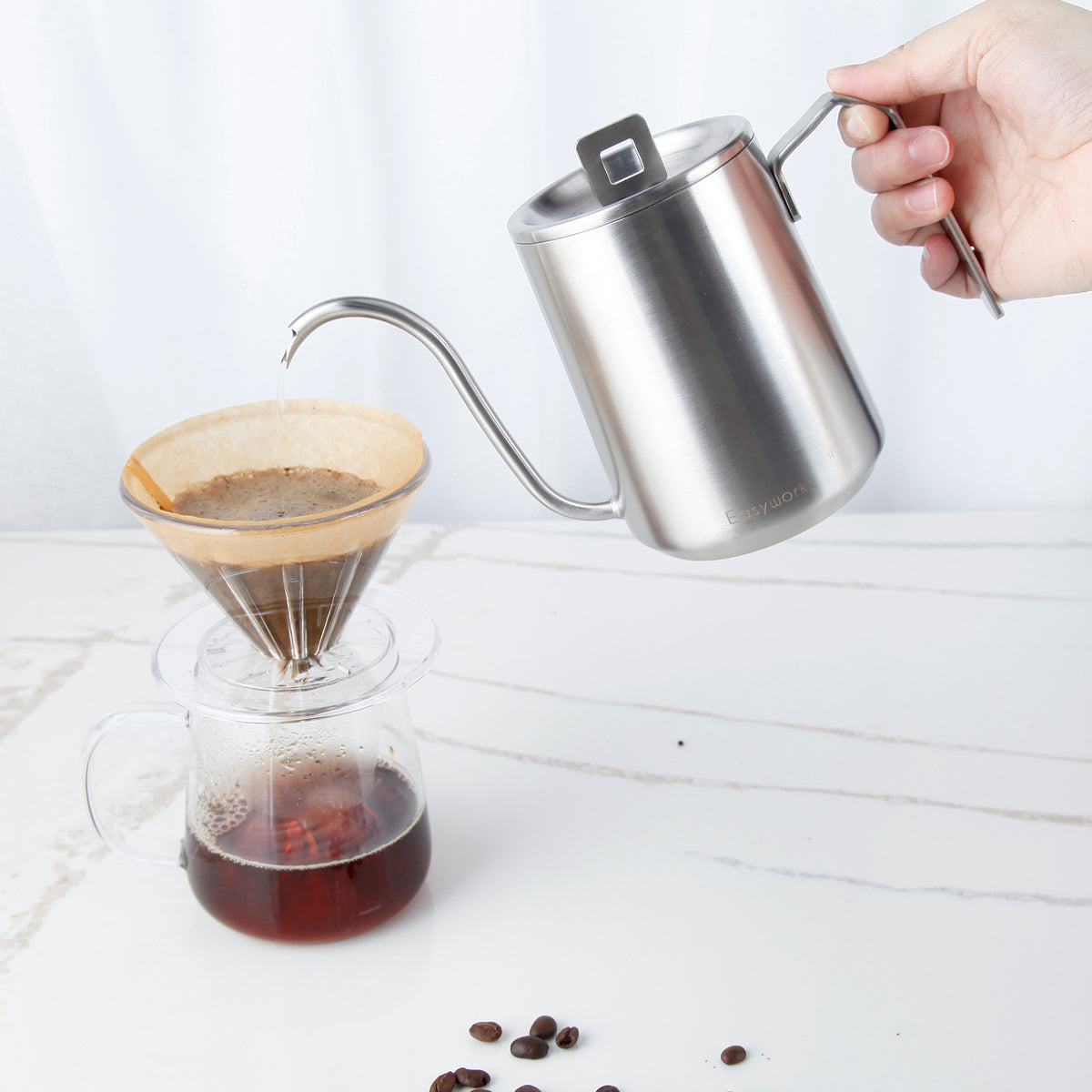 Gooseneck Pour Over Coffee Kettle 20 oz Stainless Steel Hand Drip Coffee Pot With Long Narrow Spout