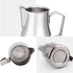 Easyworkz Espresso Steaming Pitcher 12-15 fl.oz(350-450 ml) Stainless Steel Coffee Frothing Picther Milk Jug Cappuccino Latte Art Cup, Silver
