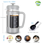 Easyworkz French Press 34 fl.oz / 1000 ml Coffee Tea Maker with Borosilicate Glass,Soft Grip Handle, Light Grey