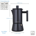 Easyworkz Diego Espressokocher Herdplatte Edelstahl Italienische Kaffeemaschine Induktion Mokkakanne, Mattschwarz