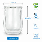 Easyworkz Double Walled Glass Coffee Mugs,Set of 2, Clear Borosilicate Glass Cups for Coffee, Tea, Whiskey, Cocktails