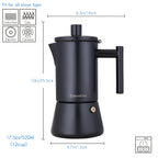 Easyworkz Diego Espressokocher Herdplatte Edelstahl Italienische Kaffeemaschine Induktion Mokkakanne, Mattschwarz