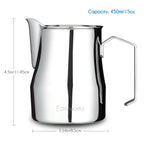 Easyworkz Espresso Steaming Pitcher 12-15 fl.oz(350-450 ml) Stainless Steel Coffee Frothing Picther Milk Jug Cappuccino Latte Art Cup, Silver