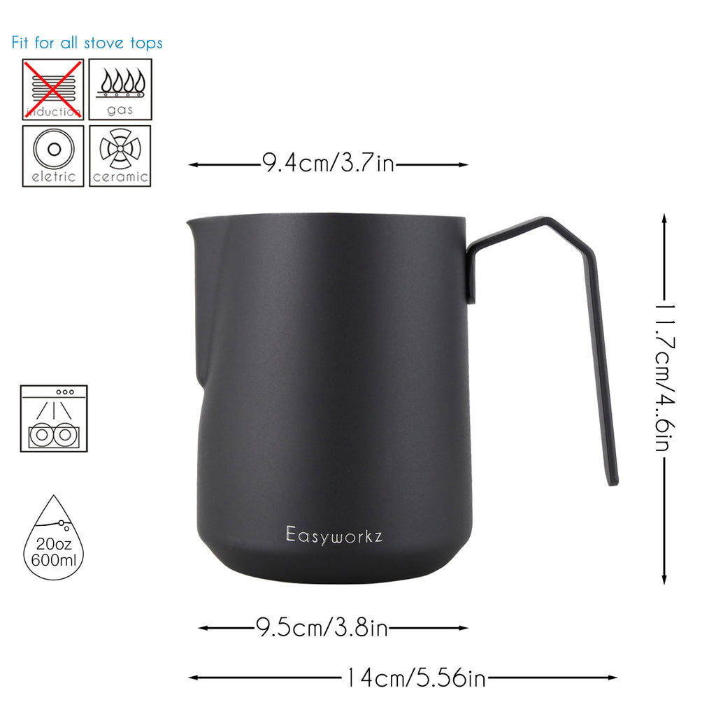 Espresso Steaming Pitcher Stainless Steel 20 oz Coffee Frothing Picther Milk Jug Cappuccino Latte Art Cup
