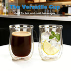 Easyworkz Double Walled Glass Coffee Mugs,Set of 2, Clear Borosilicate Glass Cups for Coffee, Tea, Whiskey, Cocktails