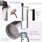 Easyworkz Pedro Stovetop Espresso Maker Stainless Steel Italian Coffee Machine Maker Moka Pot Induction Espresso Pot