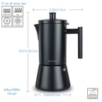 Easyworkz Diego Espressokocher Herdplatte Edelstahl Italienische Kaffeemaschine Induktion Mokkakanne, Mattschwarz
