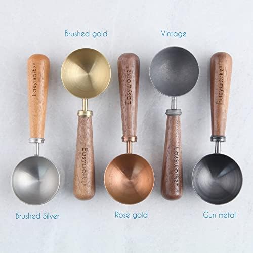 Easyworkz Retro Stainless Steel Coffee Spoon With Black Walnut Handle 10g Measuring Spoon, Brushed Silver