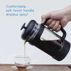 Easyworkz French Press 12 fl.oz / 350 ml Coffee Tea Maker with Borosilicate Glass,Soft Grip Handle, Black