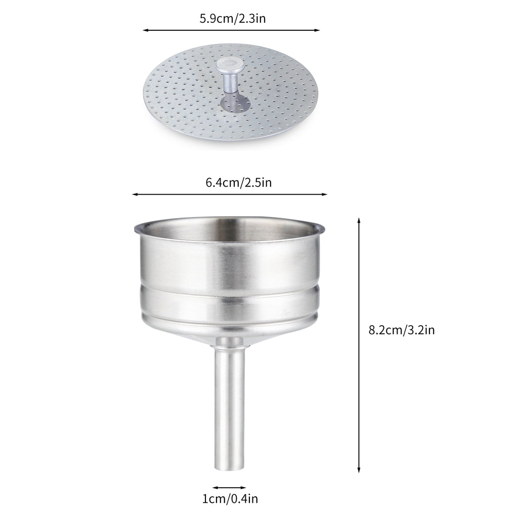Easyworkz Stainless Steel Coffee Funnel Filter and Reducer Set, 4 - 12 Cup, Espresso Maker Replacement