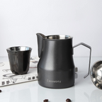 Easyworkz Espresso Steaming Pitcher 12-15 fl.oz(350-450 ml) Stainless Steel Coffee Frothing Picther Milk Jug Cappuccino Latte Art Cup, Black