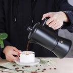 Easyworkz Diego Espressokocher Herdplatte Edelstahl Italienische Kaffeemaschine Induktion Mokkakanne, Mattschwarz