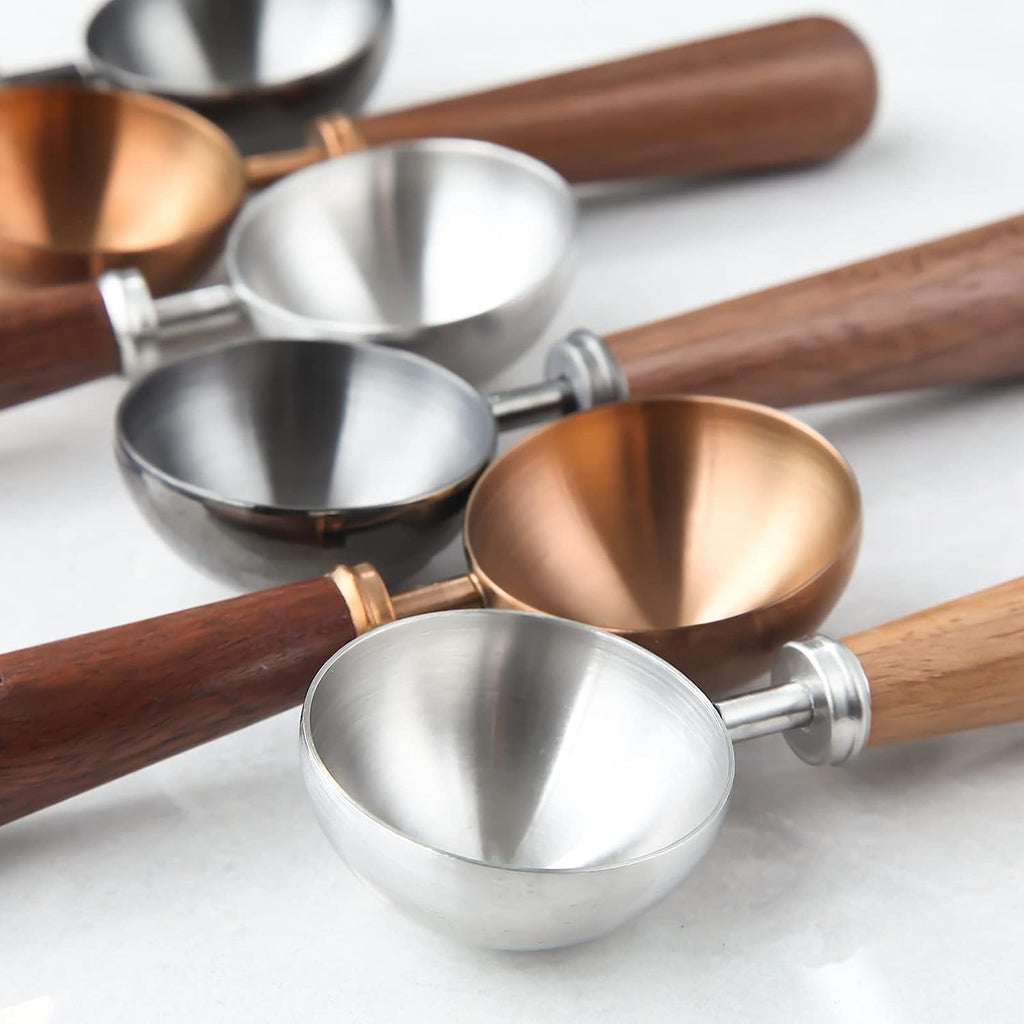 Easyworkz Retro Stainless Steel Coffee Spoon With Black Walnut Handle 10g Measuring Spoon, Gunmetal