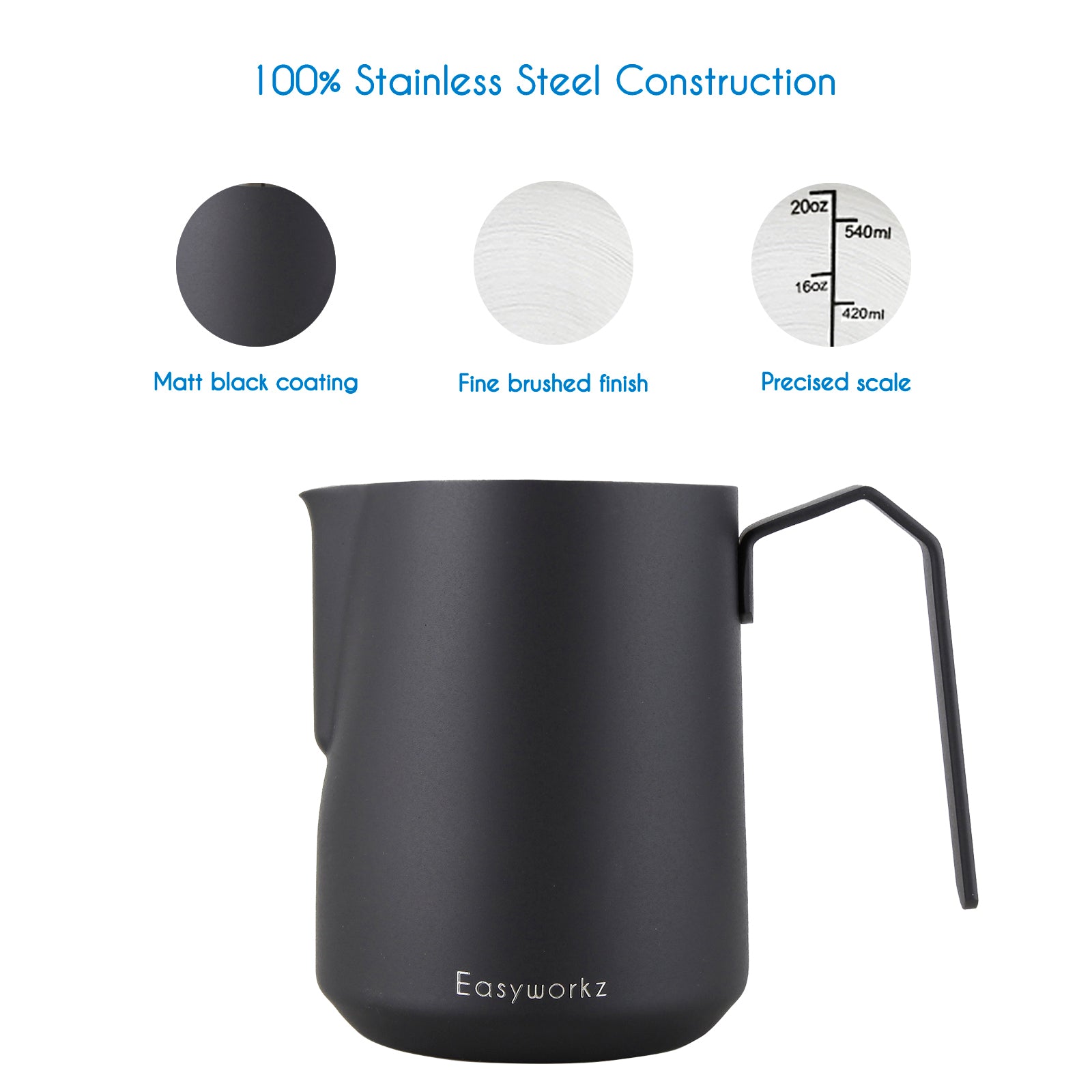 Espresso Steaming Pitcher Stainless Steel 20 oz Coffee Frothing Picther Milk Jug Cappuccino Latte Art Cup