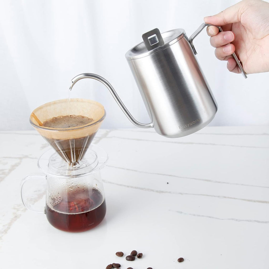 Gooseneck Pour Over Coffee Kettle 20 oz Stainless Steel Hand Drip Coffee Pot With Long Narrow Spout
