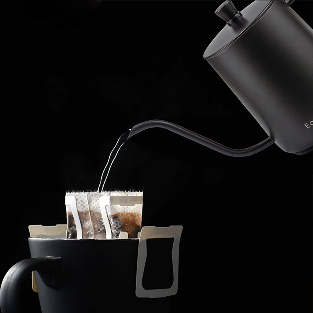 Easyworkz Gooseneck Pour Over Coffee Kettle 30 fl oz / 900 ml Stainless Steel Hand Drip Coffee Pot with Long Narrow Spout Suitable for Induction Cookers, Black with Thermometer